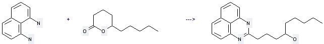 5-Decanolide can react with naphthalene-1,8-diamine to get 1-(Perimidin-2-yl)nonan-4-ol. 